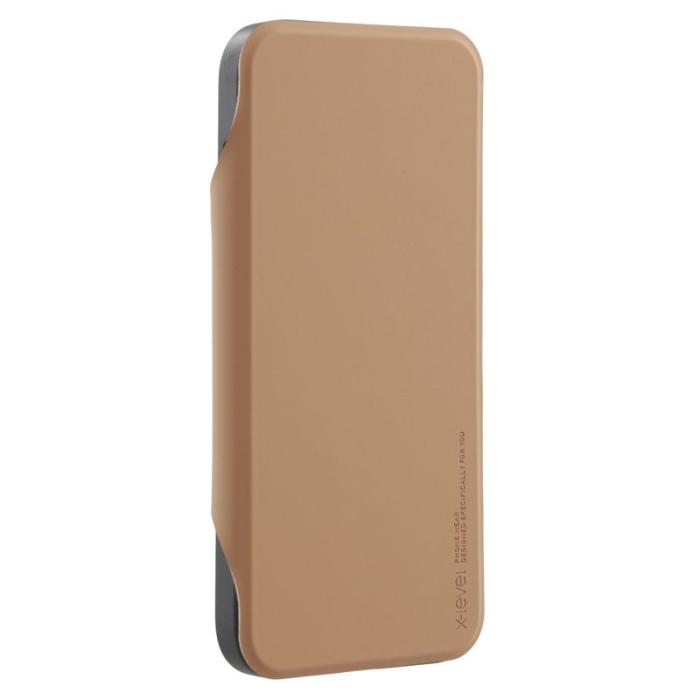X-Level - X-LEVEL iPhone 16 Pro Fodral Konstläder Flip Ställ Guld