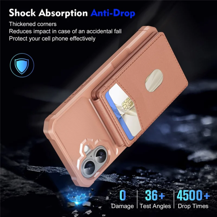 A-One Brand - iPhone 17 Mobilskal Magsafe Korthållare Detachable - Roséguld