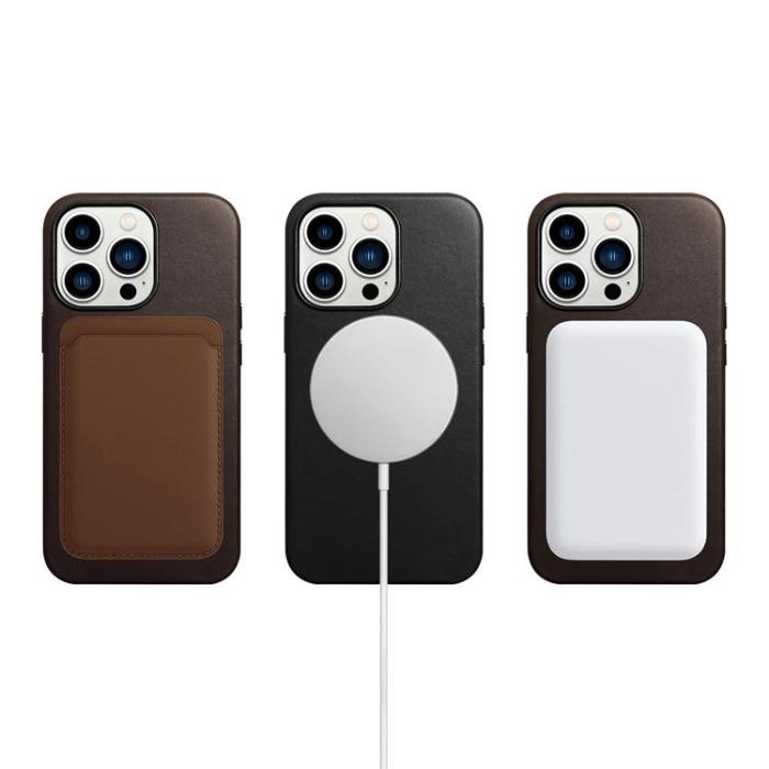 UTGATT5 - iCarer CH Magsafe Läder Skal iPhone 13 mini - Svart