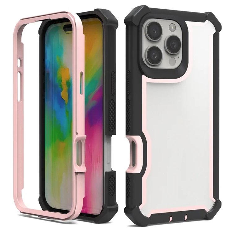 iPhone 16 Pro Mobilskal TPU + PC Shockproof - Svart/Roséguld | 2353 | AlltMobil