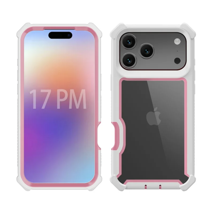 A-One Brand - iPhone 17 Pro Max Mobilskal TPU + PC Shockproof - Vit / Rosa