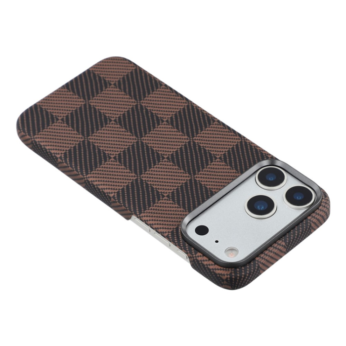 A-One Brand - iPhone 17 Pro Mobilskal MagSafe Aramid Fiber Square Grid - Brun