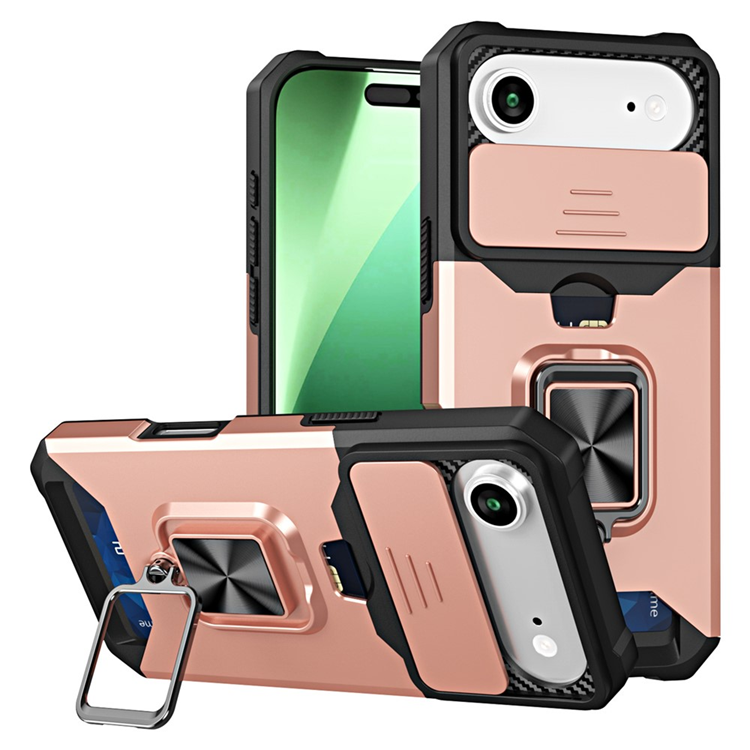 iPhone Air Mobilskal Slide Lens Lid med Kortfack - Roséguld | 2353 | AlltMobil