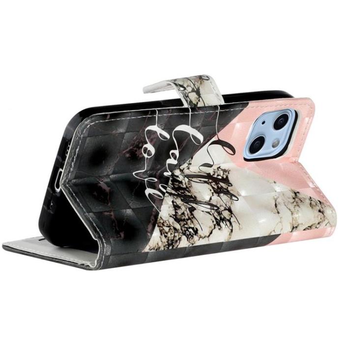 OEM - iPhone 14 Pro Plånboksfodral 3D Pattern - Svart Marble