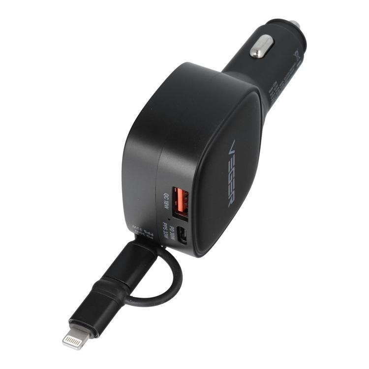 VEGER Billaddare 84W USB-C med Lightning/USB-C Kabel CC89 - Svart | 505295 | AlltMobil