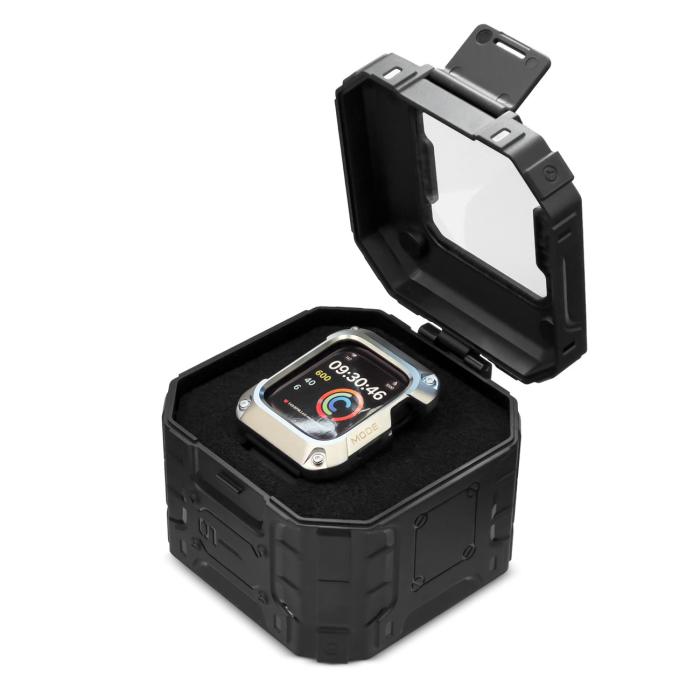 Kingxbar - Kingxbar Apple Watch 7/8 (45mm) Armband CYF148 2in1 Rugged Armored - Silver