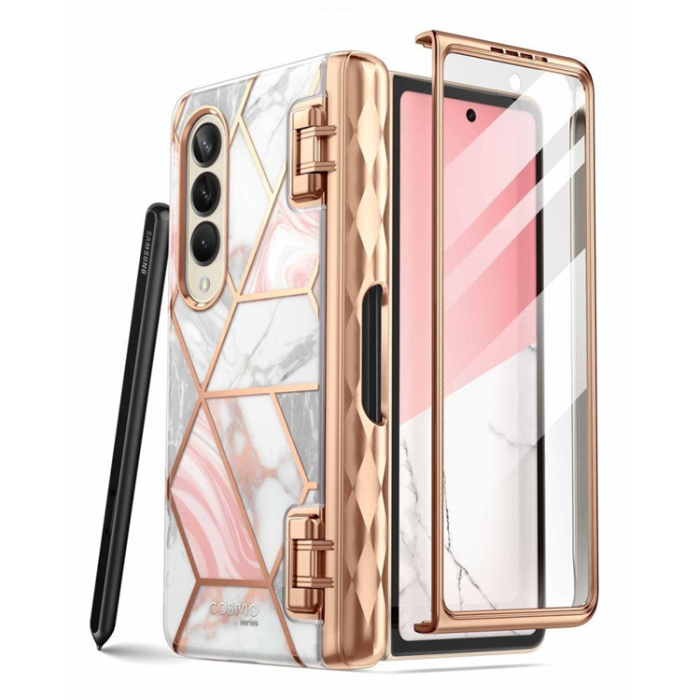 SupCase - Supcase Galaxy Z Fold 4 Skal Pen - Marblerosa