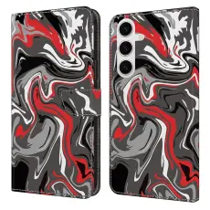 OEM - Samsung Galaxy S26 Fodral M&ouml;nstertryck St&auml;ll L&auml;der Flip - Stenstruktur