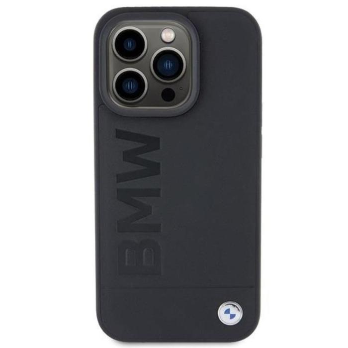BMW - BMW iPhone 15 Pro Mobilskal Magsafe Läder Hot Stamp - Svart