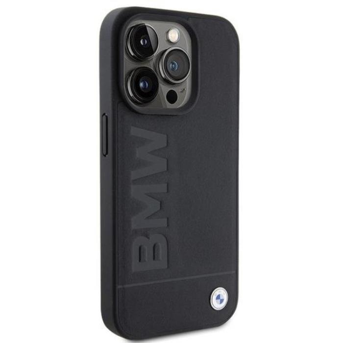 BMW - BMW iPhone 15 Pro Mobilskal Magsafe Läder Hot Stamp - Svart
