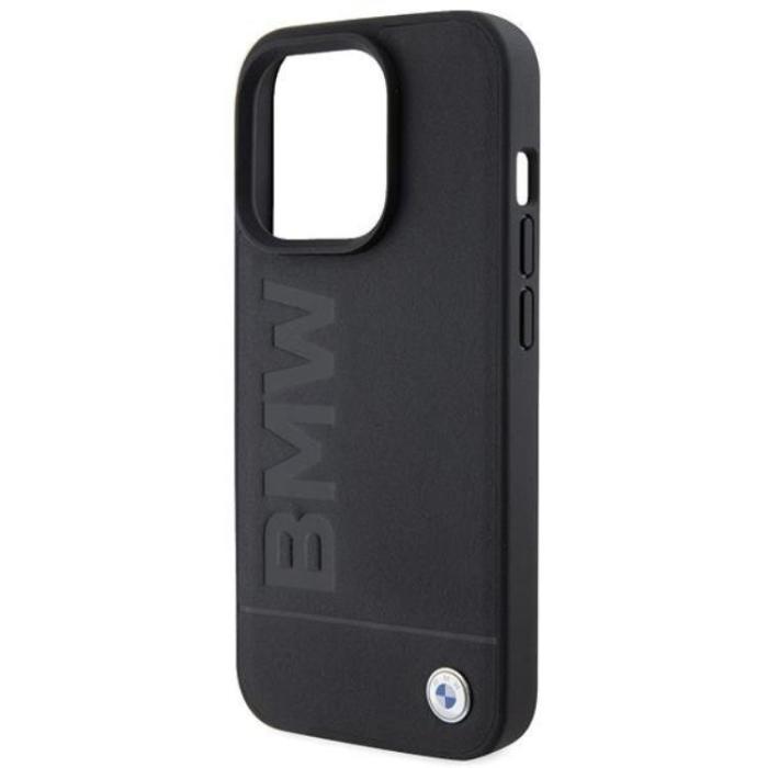 BMW - BMW iPhone 15 Pro Mobilskal Magsafe Läder Hot Stamp - Svart