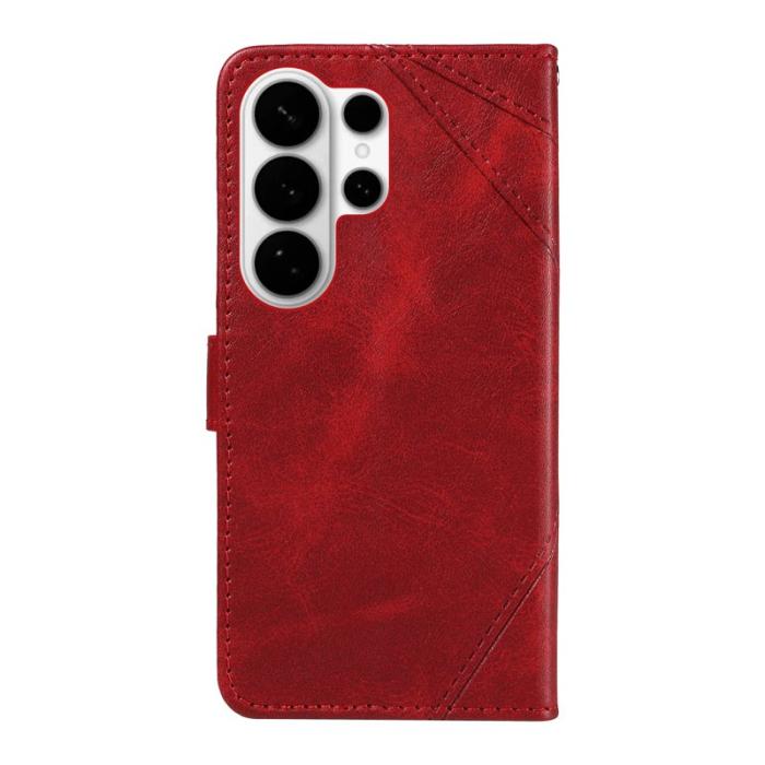 OEM - Samsung Galaxy S26 Ultra Fodral Äkta Läder Geometrisk Design - Röd