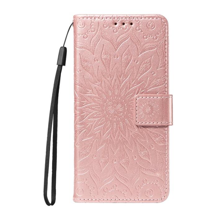 OEM - Samsung Galaxy S26 Plus Plånboksfodral Konstläder Solrostryck - Roséguld