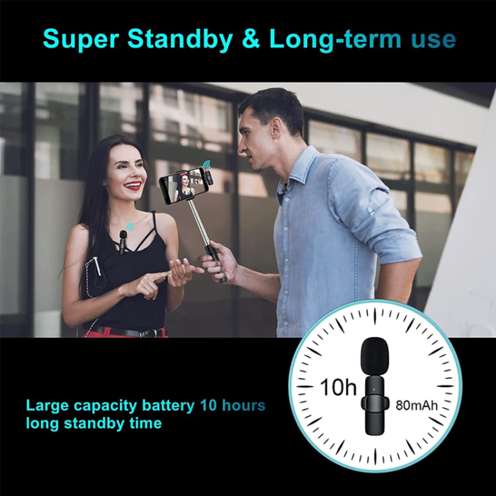 Lavalier - Lavalier Lightning Trådlös 1 st Mikrofoner Bluetooth - Svart