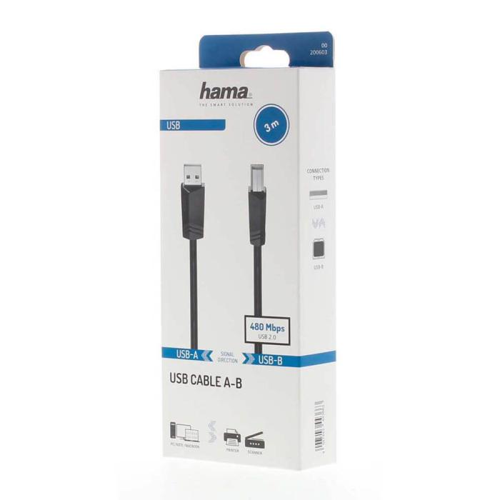 Hama - Hama Kabel USB 2.0 480 Mbit/s 3m - Svart