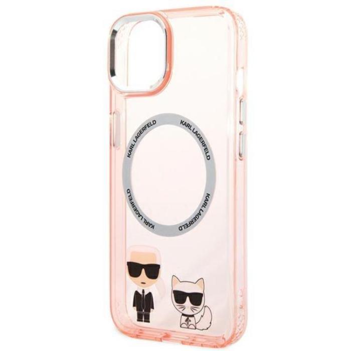 KARL LAGERFELD - Karl Lagerfeld iPhone 14 Plus Skal Magsafe Karl & Choupette Aluminum - Rosa
