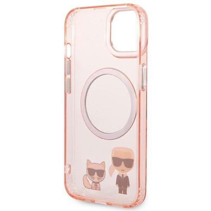 KARL LAGERFELD - Karl Lagerfeld iPhone 14 Plus Skal Magsafe Karl & Choupette Aluminum - Rosa