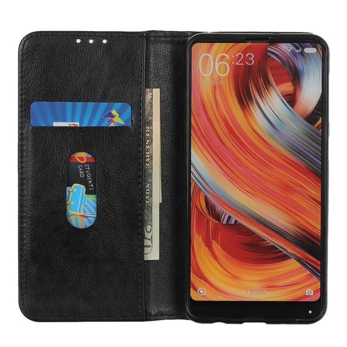OEM - Samsung Galaxy S26 Ultra Plånboksfodral Äkta Läder Litchi Textur - Svart
