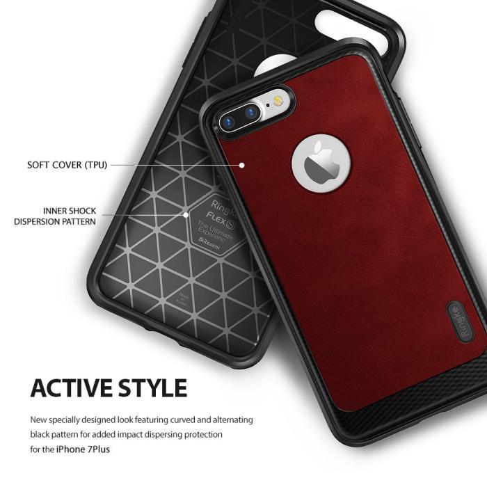Rearth - Ringke Leather Style Skal till Apple iPhone 7 Plus - Brun