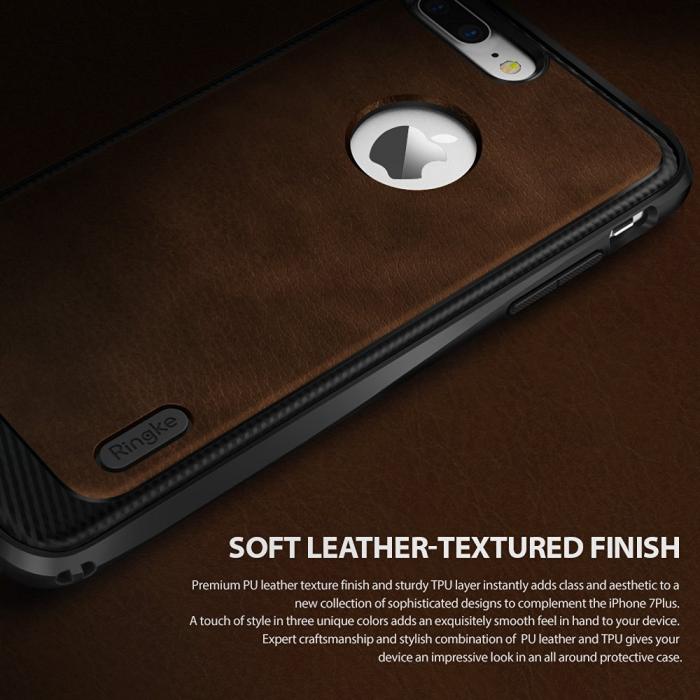 Rearth - Ringke Leather Style Skal till Apple iPhone 7 Plus - Brun