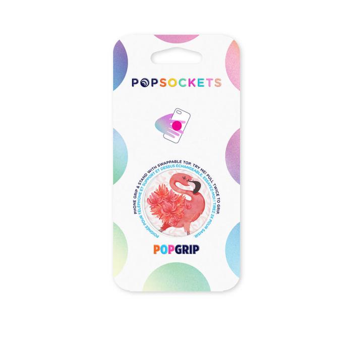 UTGATT1 - POPSOCKETS Flamingo a Go Go Avtagbart Grip med Ställfunktion