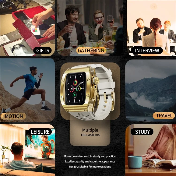 Shelbox - Shellbox Apple Watch 45mm Series 7 Armband Silikon Metal - Vit