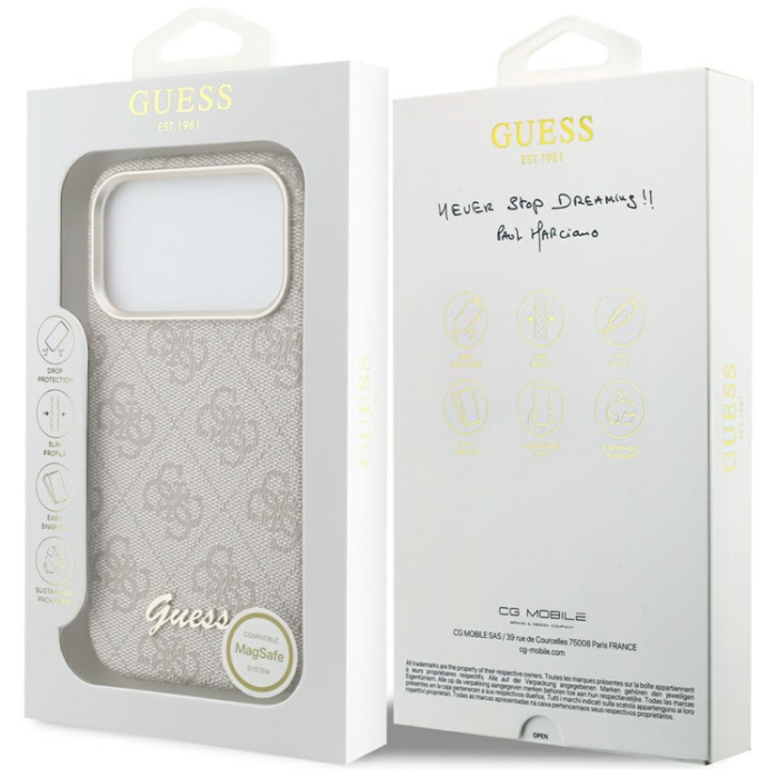 Guess - Guess Mobilskal För iPhone 17 Pro MagSafe 4G Script - Rosa
