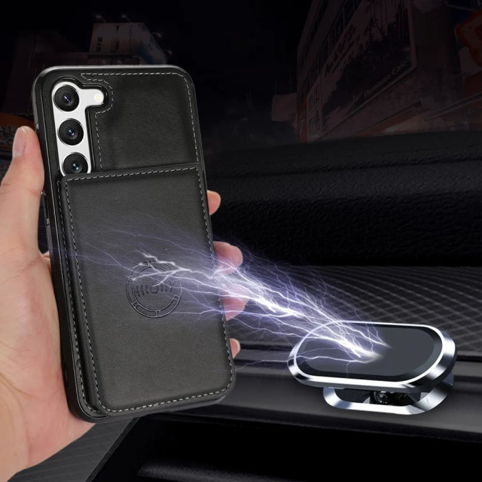 Taltech - Galaxy S23 Plus Mobilskal Korthållare Kickstand - Svart