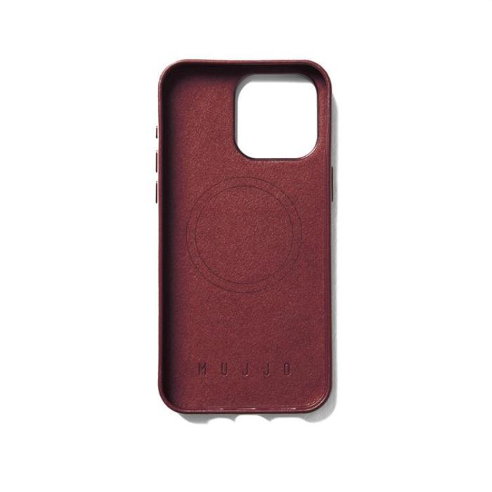 Mujjo - Mujjo iPhone 15 Pro Max Mobilskal Magsafe Läder - Vinrött
