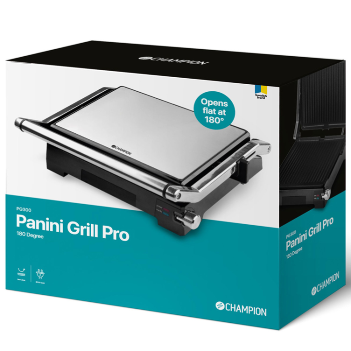 Champion - Champion Paninigrill 2in1 med Bordsgrill 2000W PG300 Rostfri