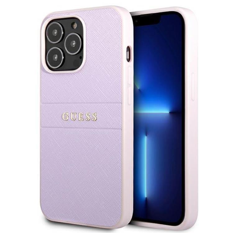 Guess iPhone 13 Pro Skal Saffiano Hot Stamp & Metal Logo - Lila | 2353 | AlltMobil