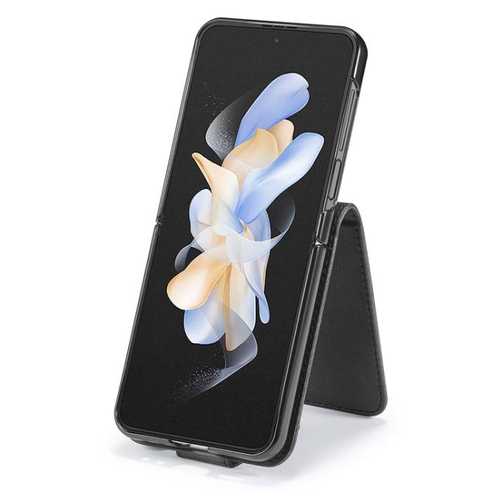 LC.imeeke - LC.IMEEKE Galaxy Z Flip 5 Mobilskal Korthållare Calf - Svart