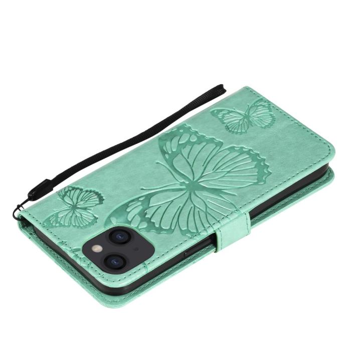 OEM - Fjärilar Plånboksfodral iPhone 13 - Turkos