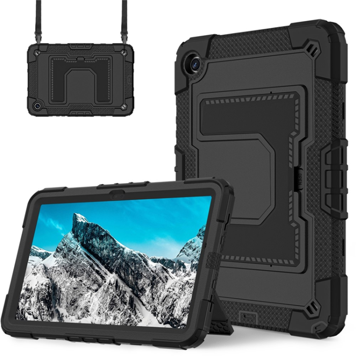 A-One Brand - Galaxy Tab A9 Plus Skal Kickstand Med Rem Anti Drop - Svart