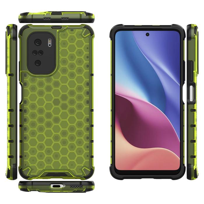 Ruhtel - Honeycomb Armor Bumper Skal Redmi Poco F3 - Grön