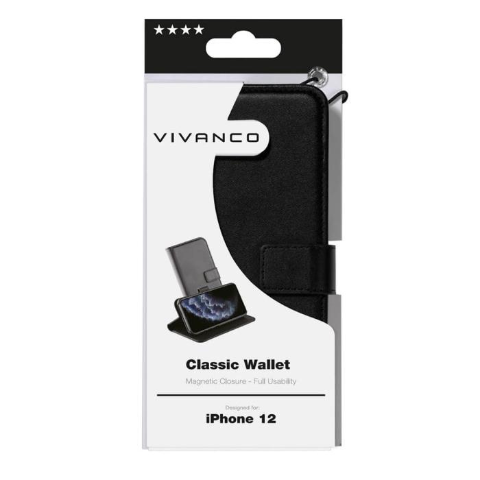 Vivanco - Vivanco Classic Plånboksfodral iPhone 12 mini Svart