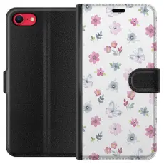 Gustaf - Pl&aring;nboksfodral till Apple iPhone SE (2020) med Blommor och fj&auml;rillar