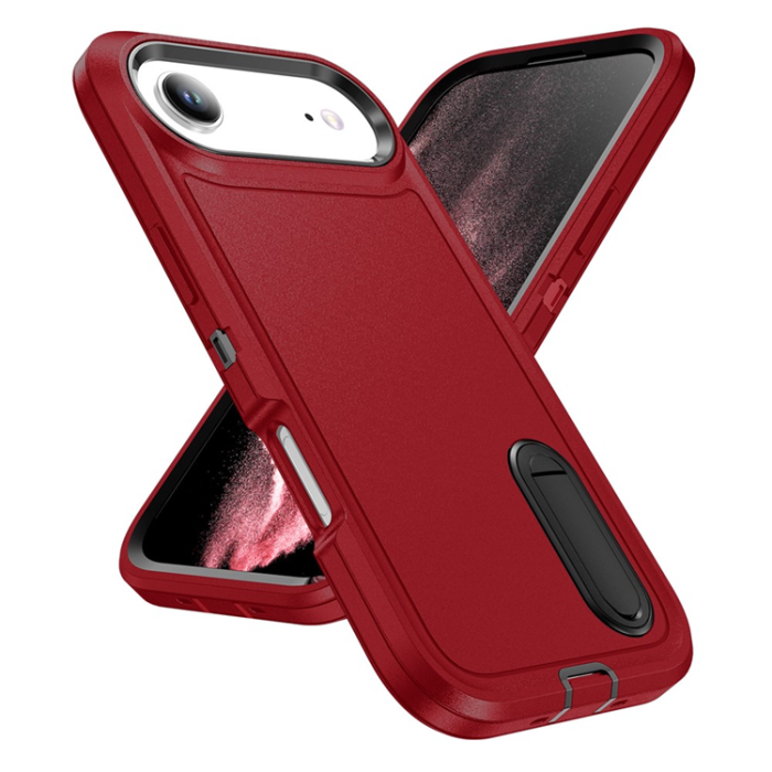 A-One Brand - iPhone 17 Air Mobilskal Kickstand Silikon - Röd/Svart