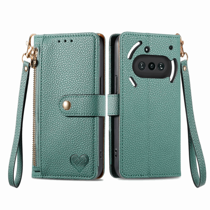 A-One Brand - Nothing Phone (3a) Plånboksfodral RFID Zipper med Rem - Grön