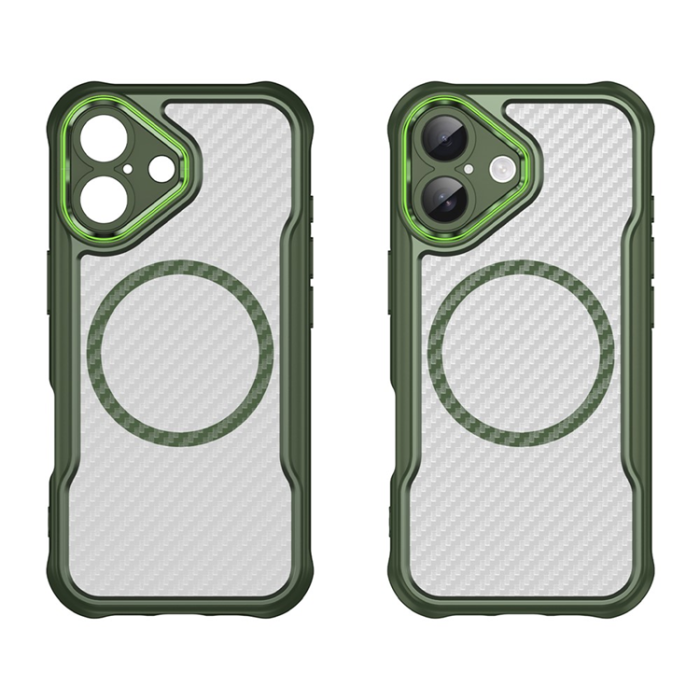 A-One Brand - iPhone 17 Mobilskal MagSafe Carbon Fiber - Grön