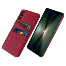 A-One Brand - Sony Xperia 1 VII Mobilskal med Dual Kortfack Tyg + PC - Röd