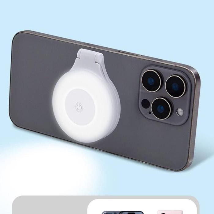 OEM - Magnetiskt MagSafe Mobilställ med Lampa L8 - Vit