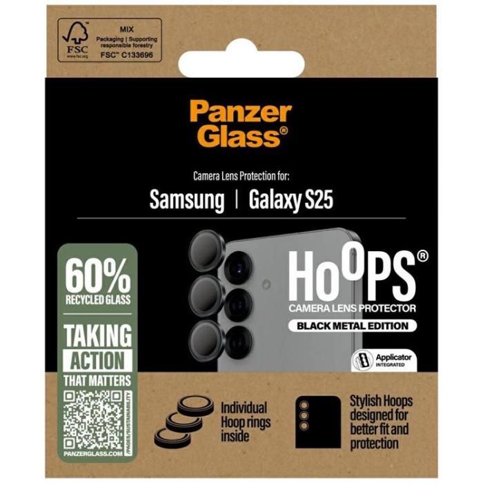 PanzerGlass - PanzerGlass Galaxy S25 Kameralinsskydd Härdat Glas Hoops - Svart