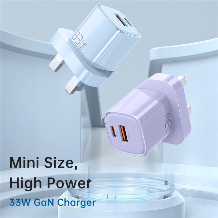 Mcdodo - MCDODO Snabbladdare 33W USB-C - USB-A UK PD Nano - Blå