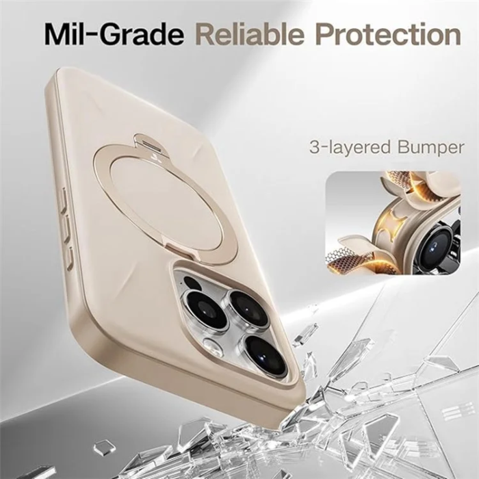 Torras - Torras iPhone 16 Mobilskal Magsafe Ostand Q Pro - Guld