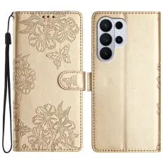 OEM - Mobilskal till Samsung Galaxy S26 Ultra Butterfly Blomm&ouml;nster KonstL&auml;der - Guld