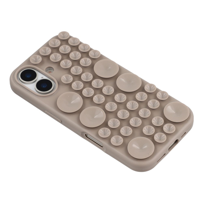 A-One Brand - iPhone 16 Mobilskal Sugkopp Silikon med Tygfoder - Grå