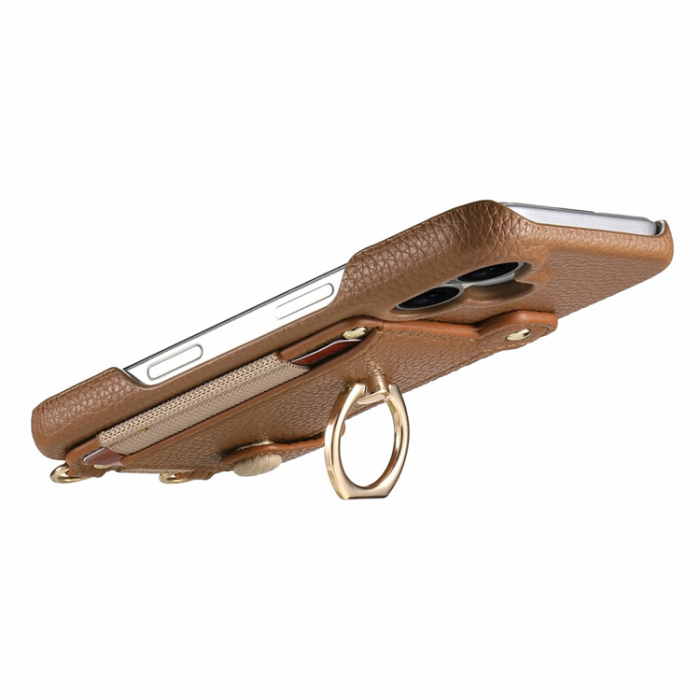 A-One Brand - Mobilskal till iPhone 17 Pro Max med Korthållare Ring Kickstand - Brun