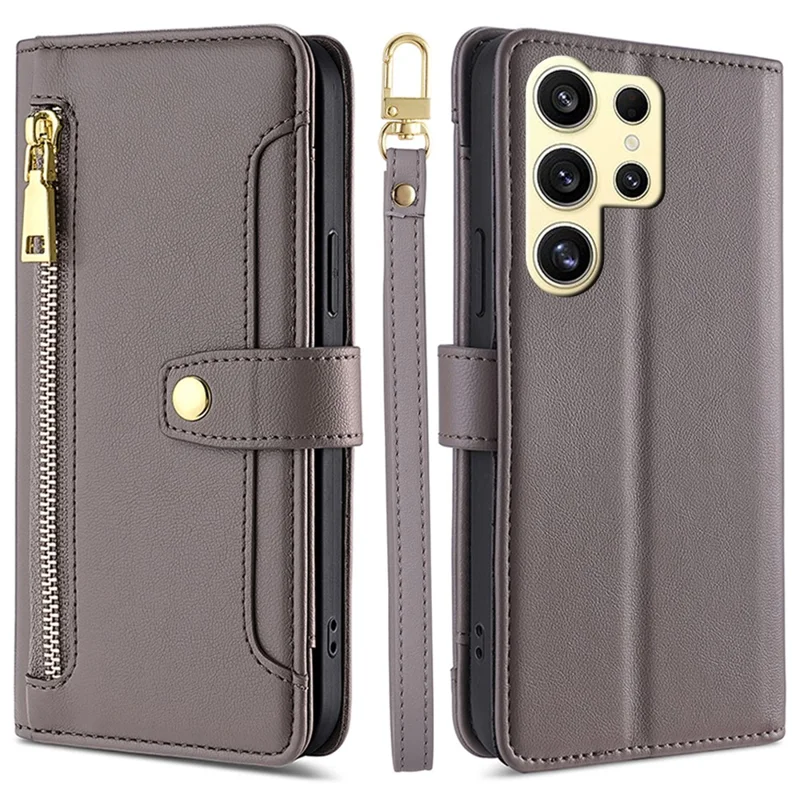 Galaxy S24 Ultra Konstläder Plånboksfodral Shockproof - Grå | 2353 | AlltMobil