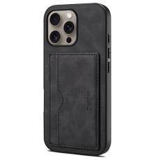 DENIOR - DENIOR iPhone 16 Pro Fodral Kortfack St&auml;ll Retro Konstl&auml;der - Svart